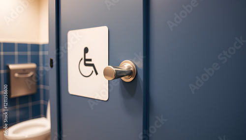 Accessible Restroom Door With Disability Sign and Modern Handle