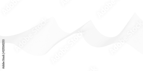Dynamic minimal smoke sound line. Abstract glowing white blend line smooth flow soundwave curve energy gradient vector futuristic digital outline line science design.