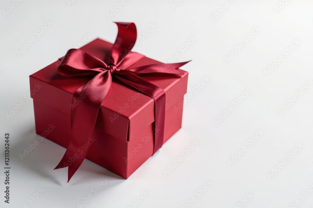 A crimson gift box adorned with a luxurious satin ribbon, a symbol of thoughtful presentation and heartfelt celebration A crimson gift box adorned with a luxurious satin ribbon, a symbol of thoughtful presentation and heartfelt celebration