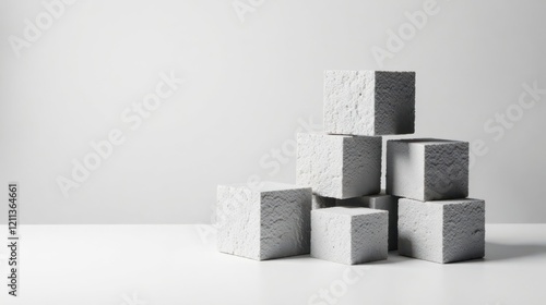 Wallpaper Mural A Minimalist Composition of Textured Cubes Arranged on a Pristine White Surface Against a Neutral Background Torontodigital.ca