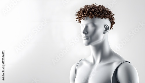 Curly Hair Mens Hairstyle Top Knot Man Bun