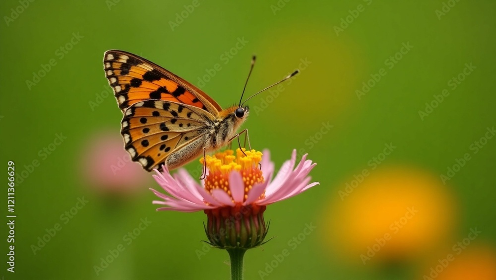 A small leopard butterfly in sharp focus A small leopard butterfly in sharp focus