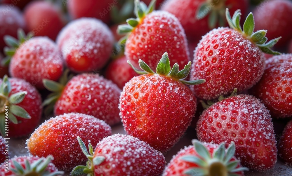 Fresh strawberries coated with sugar crystals Fresh strawberries coated with sugar crystals
