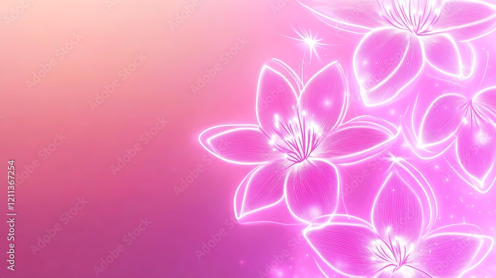 Obraz premium Glowing Pink Flowers Abstract Art Design