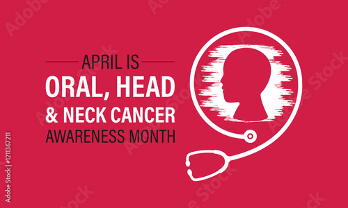 Head and Neck Cancer Awareness month is april Calligraphy Poster  Vector design Realistic Burgundy and Ivory Ribbon. Design for banner, cards, prints, social media, poster, flyer and background design