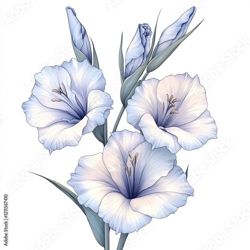 Elegant Bouquet of Delicate Light Blue Gladiolus Flowers