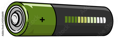 AA battery without background with black outline