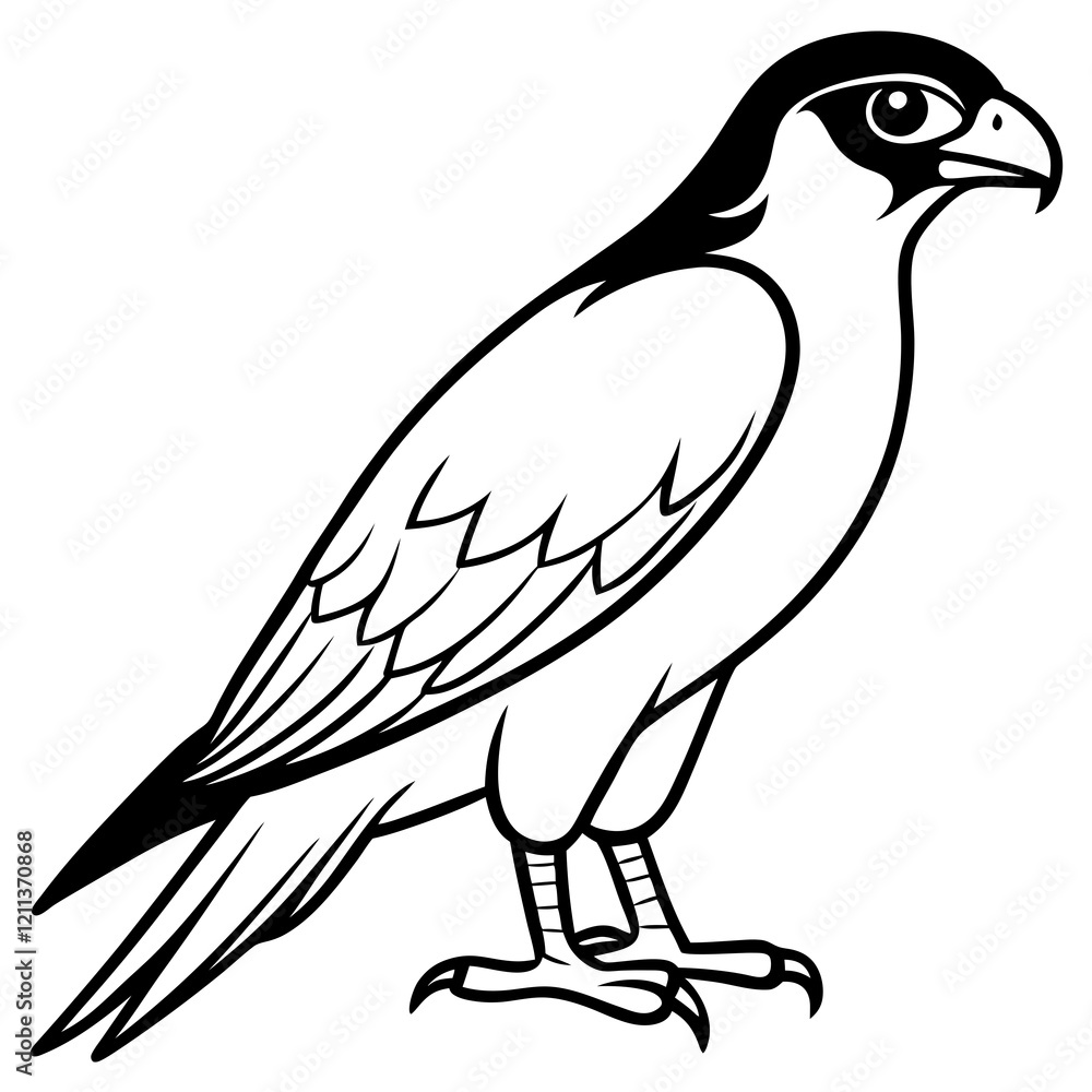 Graceful Peregrine Falcon Silhouette on White Graceful Peregrine Falcon Silhouette on White