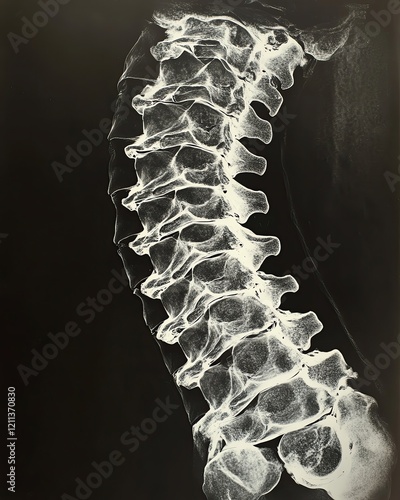 Xray of the spine showing signs of herniated or degenerated discs photo