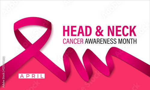 Head and Neck Cancer Awareness month is april Calligraphy Poster  Vector design Realistic Burgundy and Ivory Ribbon. Design for banner, cards, prints, social media, poster, flyer and background design