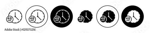 48 Hr icons set in black filled and stroke line style