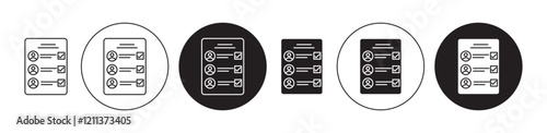 Attend icons set in black filled and stroke line style