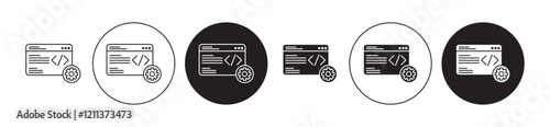 Back end icons set in black filled and stroke line style