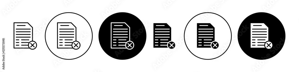 Cancel file icons set in black filled and stroke line style Cancel file icons set in black filled and stroke line style