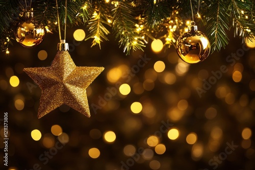 Golden lights with star bokeh background creating a festive and elegant atmosphere for celebrations and special occasions