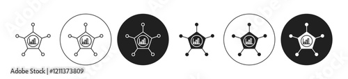 Business modeling icons set in black filled and stroke line style