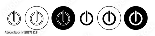 Button on off icons set in black filled and stroke line style