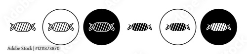 Candy icons set in black filled and stroke line style
