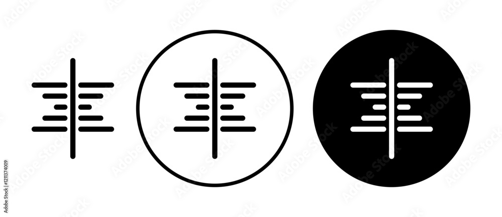 Center align icons set in black filled and stroke line style Center align icons set in black filled and stroke line style