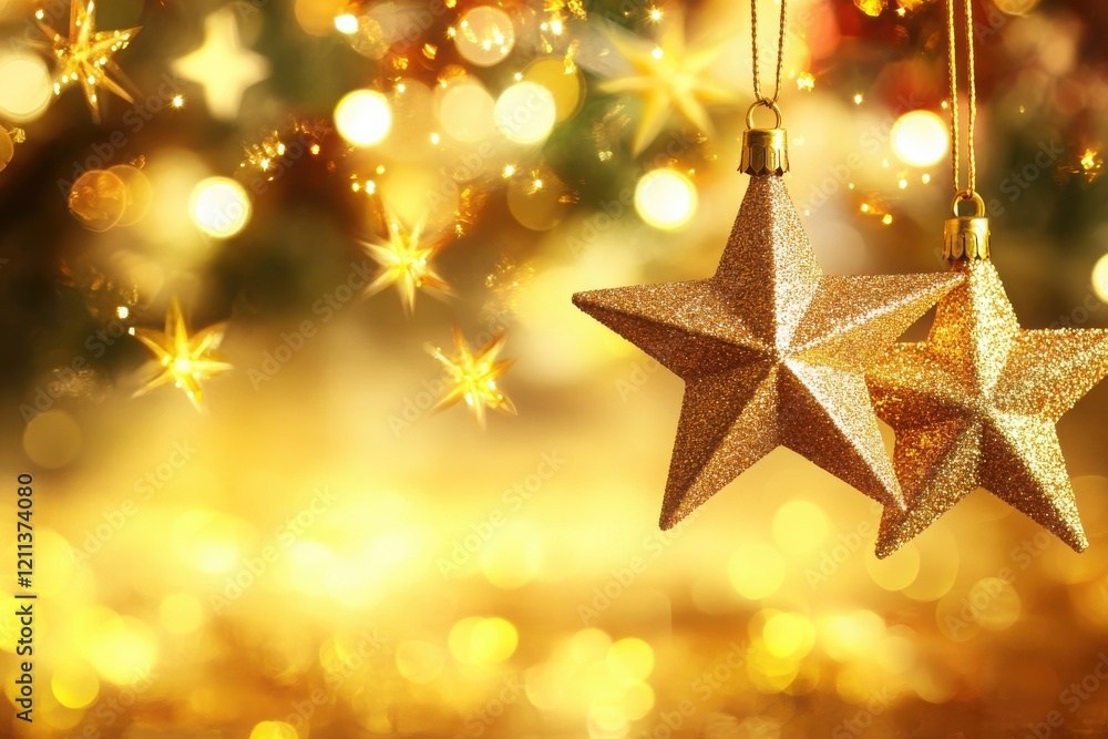 Golden lights with star bokeh background creating a festive and elegant atmosphere for celebrations and special occasions Golden lights with star bokeh background creating a festive and elegant atmosphere for celebrations and special occasions