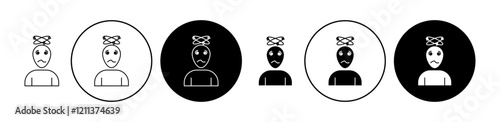 Dizziness icons set in black filled and stroke line style