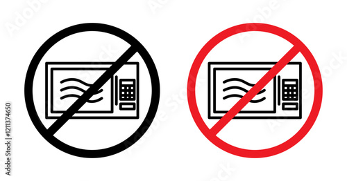 Do not microwave icons set in black filled and stroke line style