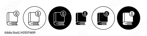 Download ebook icons set in black filled and stroke line style