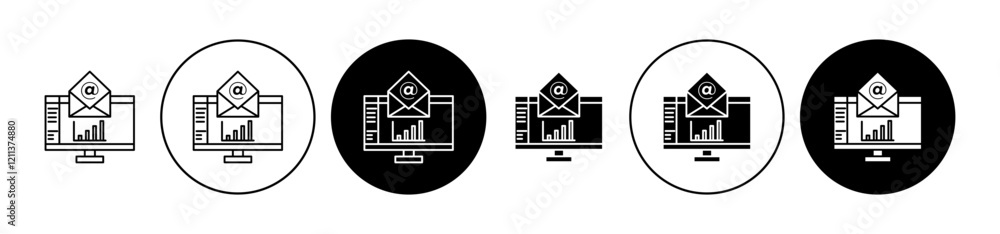 Email marketing icons set in black filled and stroke line style Email marketing icons set in black filled and stroke line style