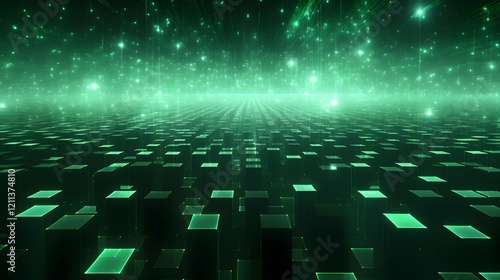 Digital Matrix of Interlocking Green Laser Beams Forming a Captivating 16 9 Geometric Pattern Creating a Futuristic and Innovative Technology Inspired Backdrop photo