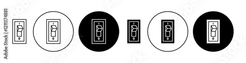 Electric switch icons set in black filled and stroke line style