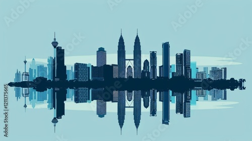 Malaysia Cityscape Silhouette Flat Vector Illustration