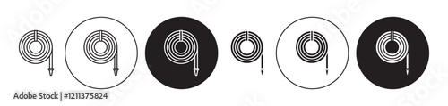 Hose icons set in black filled and stroke line style