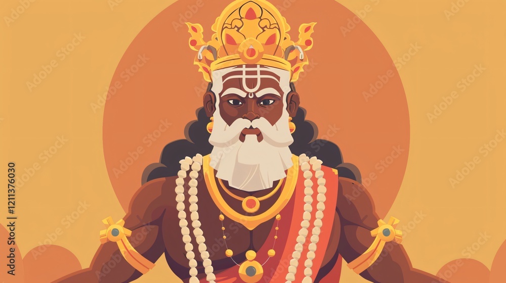 Obraz premium Mahabali Kerala Old King Flat Vector Illustration