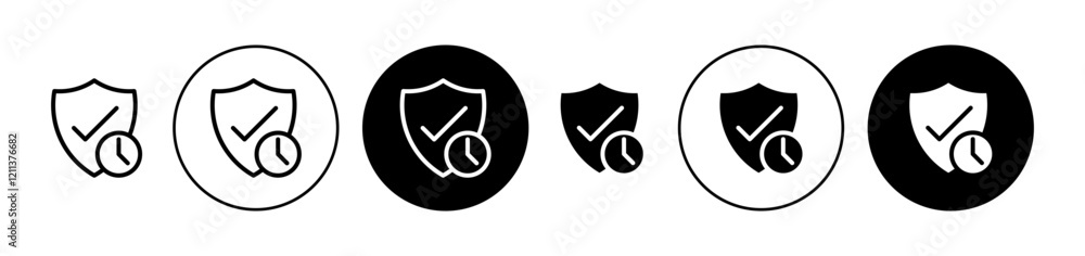 Long term protection icons set in black filled and stroke line style Long term protection icons set in black filled and stroke line style