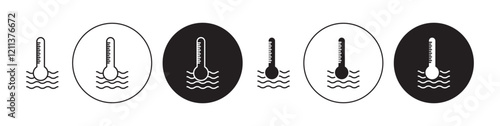 Liquid temperature icons set in black filled and stroke line style