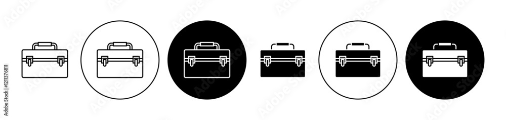 Makeup box icons set in black filled and stroke line style Makeup box icons set in black filled and stroke line style