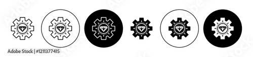 Operational excellence icons set in black filled and stroke line style