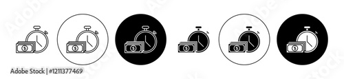 Payday icons set in black filled and stroke line style