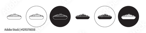 Risotto icons set in black filled and stroke line style
