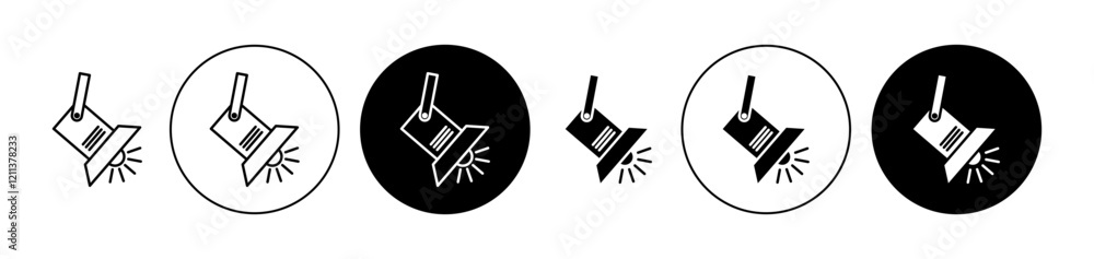 Searchlight icons set in black filled and stroke line style Searchlight icons set in black filled and stroke line style