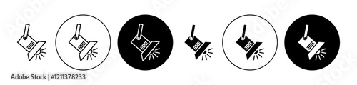 Searchlight icons set in black filled and stroke line style