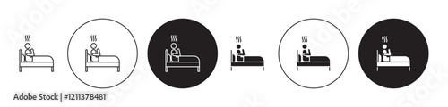 Sleep deprivation icons set in black filled and stroke line style