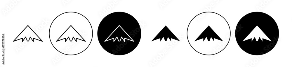 Stealth plane icons set in black filled and stroke line style Stealth plane icons set in black filled and stroke line style
