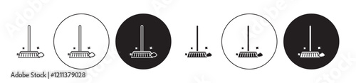 Sweeping icons set in black filled and stroke line style