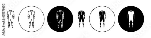 Wetsuit icons set in black filled and stroke line style