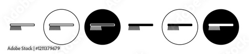 Wire brush icons set in black filled and stroke line style