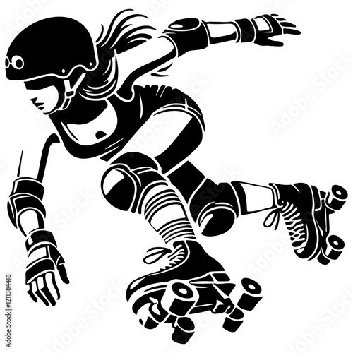 Female Roller Derby Illustration.