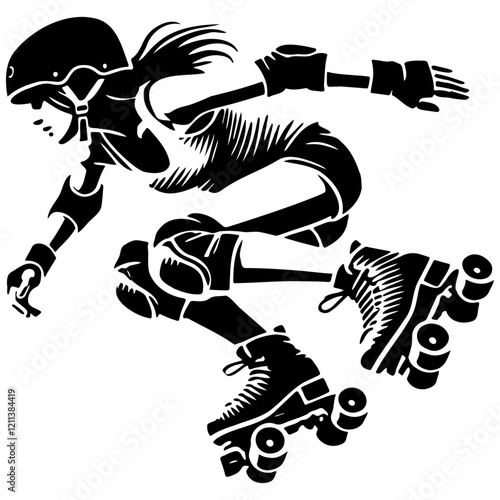 Female Roller Derby Illustration.