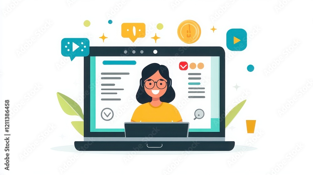 A person completing an online customer service quiz for skill development on a laptop. A person completing an online customer service quiz for skill development on a laptop.