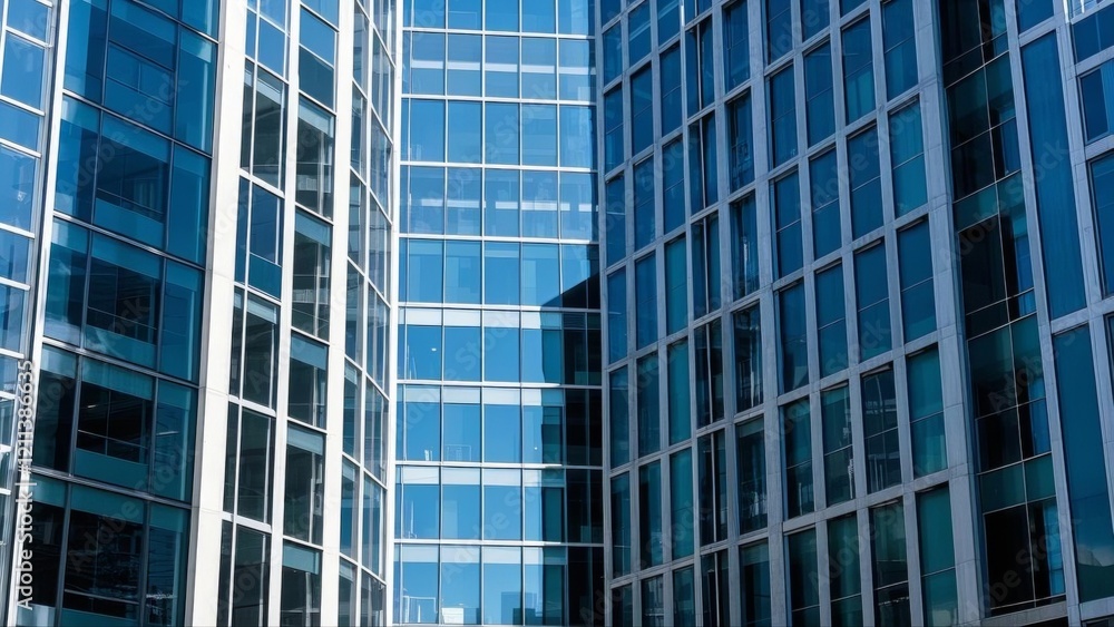 Modern glass and steel office building, symmetrical design, bathed in midday light, showcasing sleek architecture and urban professionalism. Modern glass and steel office building, symmetrical design, bathed in midday light, showcasing sleek architecture and urban professionalism.